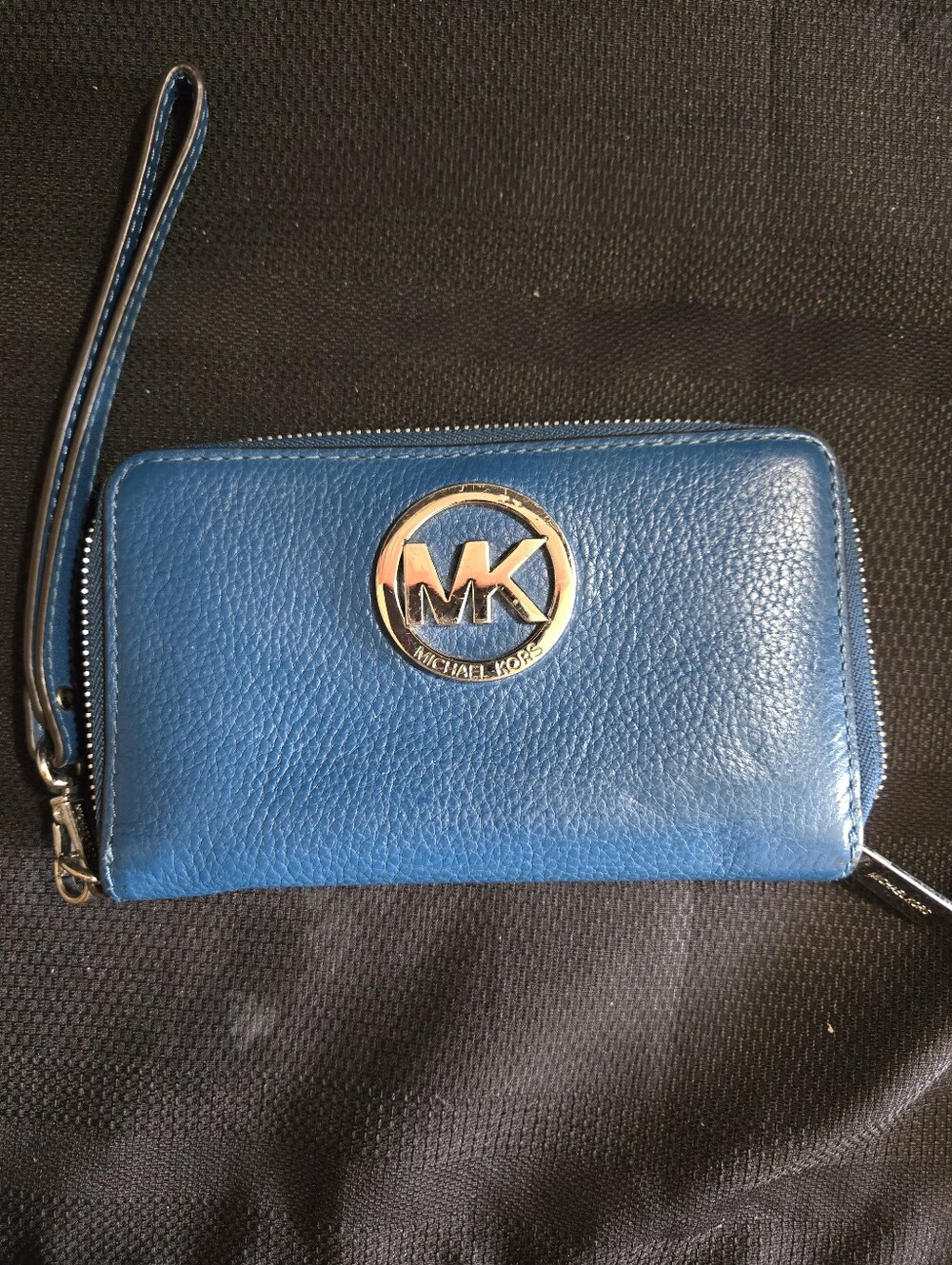 Michael Kors Blue Pebbled Leather Wristlet/Wallet